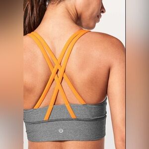 lululemon Energy Gray and Orange Sports Bra Longline